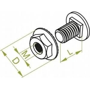 Baks Mushroom bolt + barbed collar cap SGKM6x12e (1.4301) 661020 /100pcs. /