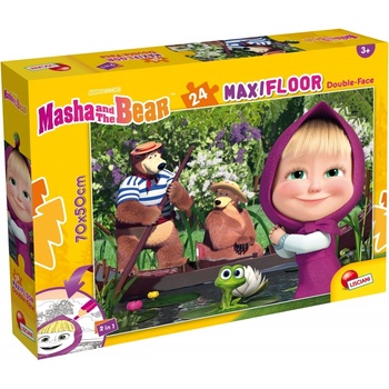 Lisciani Двулицев пъзел за оцветяване Lisciani - Маша Мечока, 24 части (LI104826)