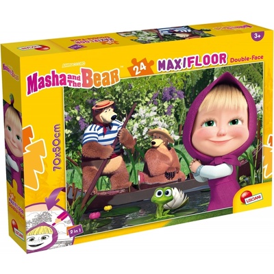 Lisciani Двулицев пъзел за оцветяване Lisciani - Маша Мечока, 24 части (LI104826)