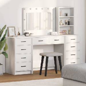 vidaXL Тоалетка 3 бр. Бяло 78, 5 x 41 x 135 см Инженерна дървесина (3334209)