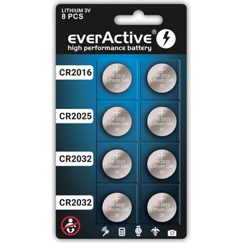 everActive CR2016/CR2025/CR2032 8ks CRMIX8BL