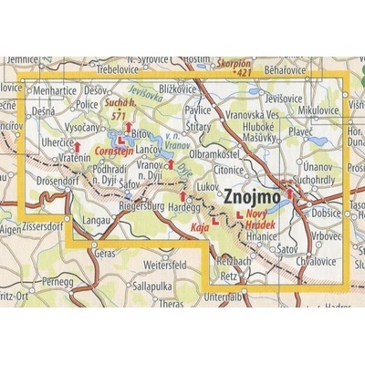 KČT 81 Podyjí - Vranovská přehrada - nástěnná turistická mapa 90 x 60 cm Varianta: mapa v dřevěném rámu, Provedení: Ticiago černý
