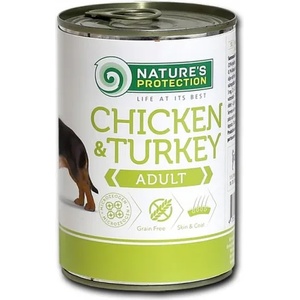 AKVATERA Nature's Protection DOG Adult Chicken & Turkey, консерва с пилешко и пуешко месо за пораснали кучета, Литва - 400 гр