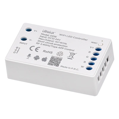 ULTRALUX КОНТРОЛЕР ЗА led ЛЕНТА rgbw 16А 12-24v 192w(12v) 384w(24v) 2.4g rf wifi (sswfrgbw)