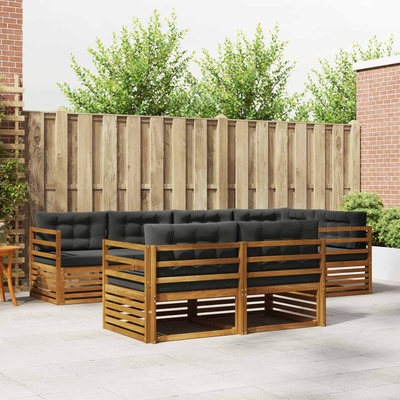 vidaXL Комплект дивани за открито 7 pcs Натурален и Антрацит (3373602)