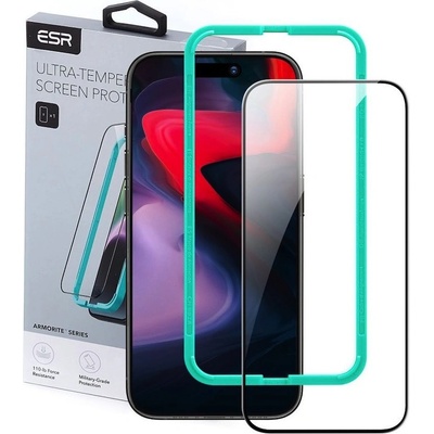 ESR Armorite 3D Full Cover Tempered Glass - калено стъклено защитно покритие за дисплея на iPhone 15 Pro (черен-прозрачен)