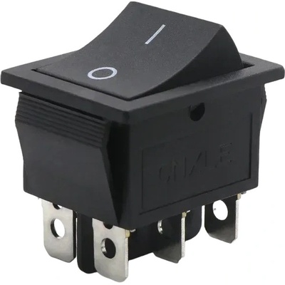 Kolískový vypínač obdĺžnikový KCD4, ON-OFF, 6pin, čierny 250V/15A