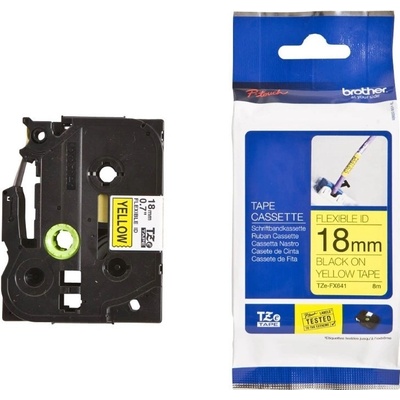 Brother originální páska do tiskárny štítků, Brother, TZE-FX641, černý tisk/žlutý podklad, TZEFX641