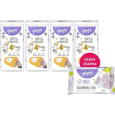 Bella Happy Soft & Delicate BigPack 4+ 9-15 kg - 4x56 ks 224 ks