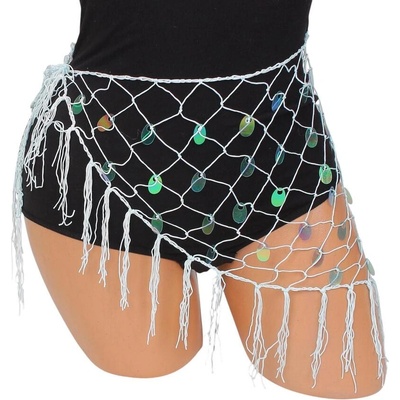 Денс шал в синьо с декорация пайети