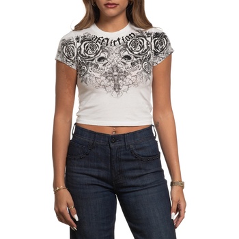 AFFLICTION Дамска тениска (топ) affliction - forgotten - vintage white - aw28364-vw