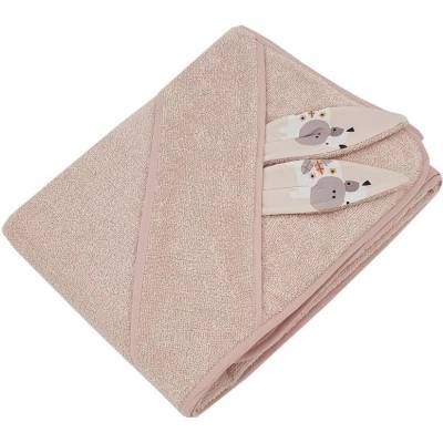 EKO Osuška na koupání s oušky bavlněná My Farm Powder pink 100 x 100 cm
