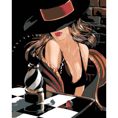 ZUTY Malování podle čísel SEXY ŠACHISTKA 80 x 100 cm bez rámu a bez vypnutí plátna