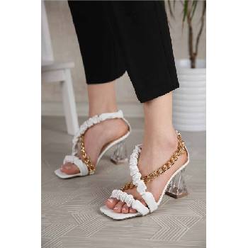 Moda Trend Дамски сандали с ток - Бели 301004 (301004_Бяло)