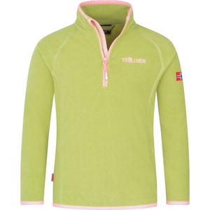 TROLLKIDS Детски поларен пуловер Trollkids Kid's Nordland Half Zip Fleece jumper - Hedge Green / Candy Pink - размер 92 (EU) (704-1727-2911)