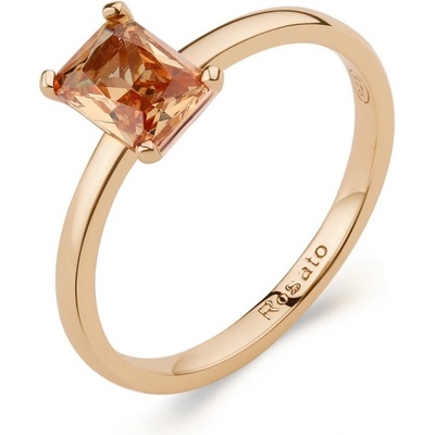 Rosato Minimalistický pozlacený prsten s oranžovým zirkonem Allegra RZAL063