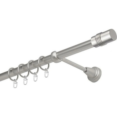 OK-GarnýžeCZ Garnýž kovová jednořadá 16mm Cylinder satina 190 cm do stěny / kroužky s háčkem