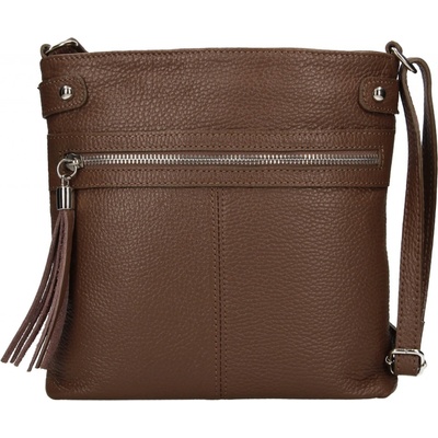 Dámská kožená crossbody kabelka Italia Laura tmavě hnědá