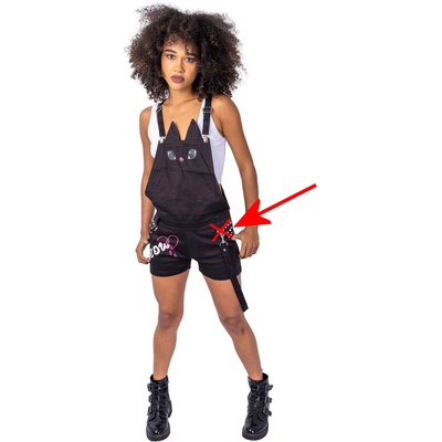 Cupcake cult дамски къси панталони Cupcake Cult - BROKEN KITTY DUNGAREES - BLACK - С ДЕФЕКТ - MY192