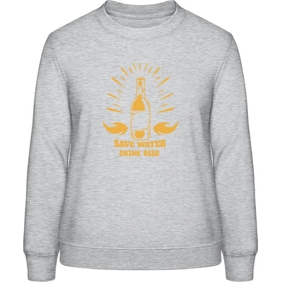 AWDis Sweat mikina Nápis Save Water Drink Beer Šedivá šedá