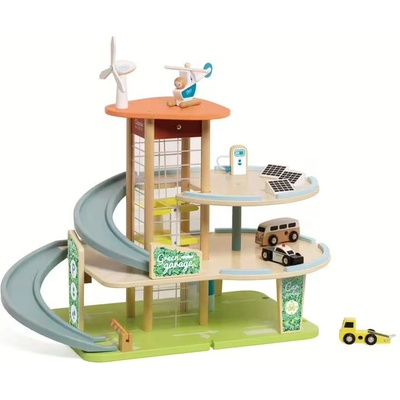 Classic World Дървен еко гараж на 3 етажа Classic World за деца