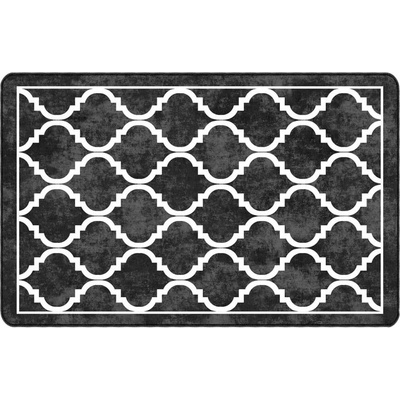 Перящ се килим, черно и бяло, 190x300 см, противоплъзгащ