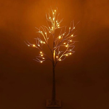 SPRINGOS LED stromek Bříza 120cm 48LED IP44 teplá bílá