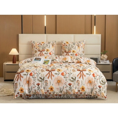 Textilomanie Obliečky z mikrovlákna FLORAL RIBBON krémové 70x90 140x220