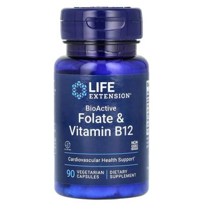 Life Extension BioActive Folate & Vitamin B12, 90 vcaps