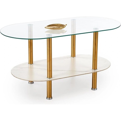 Холна маса Ducat стъклена, бял мрамор и злато