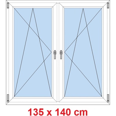 Soft Dvoukřídlé plastové okno 135x140 cm OS+OS se sloupkem Bílá