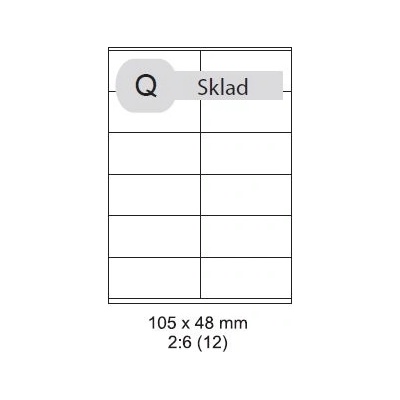 Print etikety 105x48 mm, biele, 12ks/A4, 100 A4/bal