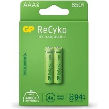 GP Batteries Акумулаторна Батерия GP R03 AAA 650mAh NiMH 65AAAHCE-EB2, 2 бр. в опаковка (GP-BR-65AAAHCE-EB2)