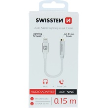 SWISSTEN Audio adaptér Textile Lightning/jack (samice) 0,15 m, stříbrný 73501212