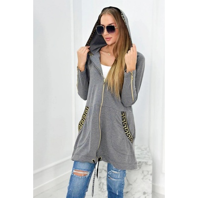 Fashionweek mikina oversize s kapuci ozdobný zámek K9320 grafitová