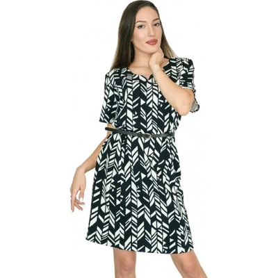 mar. fashion Лятна рокля с къс ръкав с черно-бял десен (bb10)