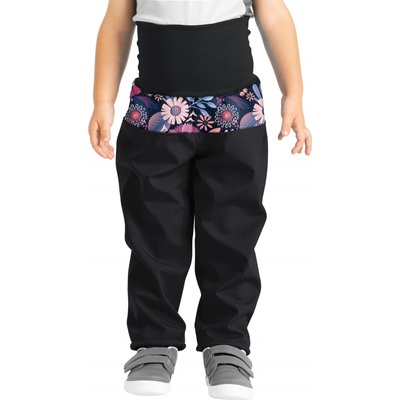 Unuo Batolecí softshellové kalhoty s fleecem Basic Černá Kouzelné květiny