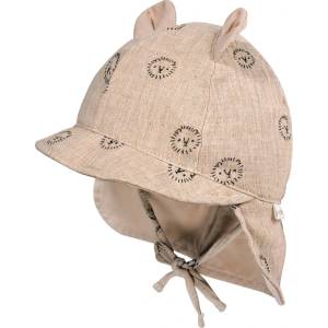maximo Шапка с козирка maximo Baby's Bonnet with Ear and Neck Protection Cap - Beige Melange / Lion - размер 47 cm (904-1843-1015)