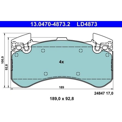 Sada brzdových platničiek kotúčovej brzdy ATE Ceramic 13.0470-4873.2