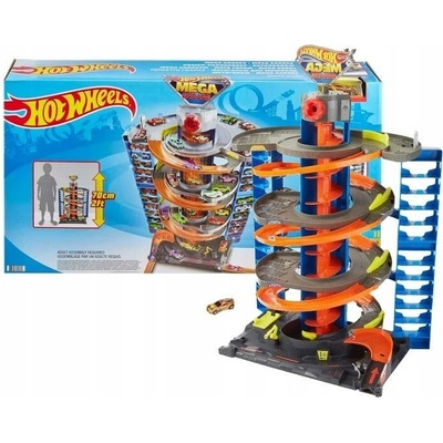Hot Wheels City Závodní Mega Garáž s Točitou Dráhou + autíčko 1:64