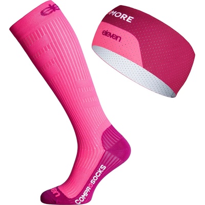 Eleven kompresné podkolienky + čelenka Eleven ActivePulse Pink