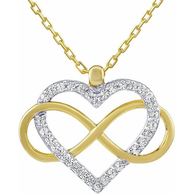 SILVEGO Strieborný/pozlátený náhrdelník belisa heart and infinity so zirkónmi brilliance PRGPK0068N