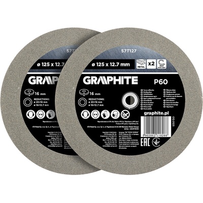 Graphite Brúsne kotúče 125 x 20 / 16 / 12,7 x 16 mm P60 57T127 2 ks