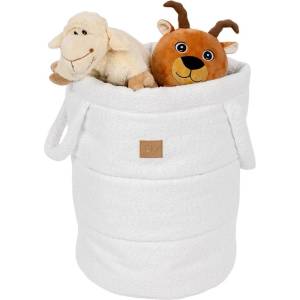 Meowbaby Бяла текстилна детска кошница за играчки ø 39x50 cm - Meowbaby (MBOKZ093)
