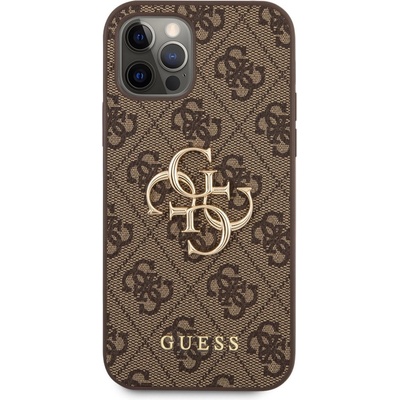 GUESS Калъф Guess - PU 4G Metal Logo Case, iPhone 12/12 Pro, кафяв (3666339004545)