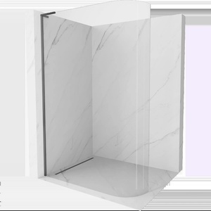 Mexen Kioto-R L закръглена душ-преграда Walk-in 100 x 200 cm, прозрачна, gun metal - 800-100-103-95-06 (800-100-103-95-06)