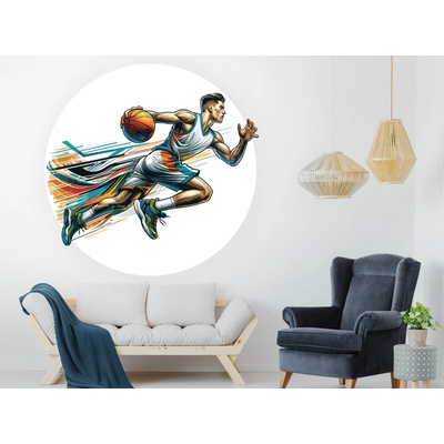 Nalepte.cz Basketbalista 03 textilní prelepiteľná nálepka na stenu list 45 x 45 cm