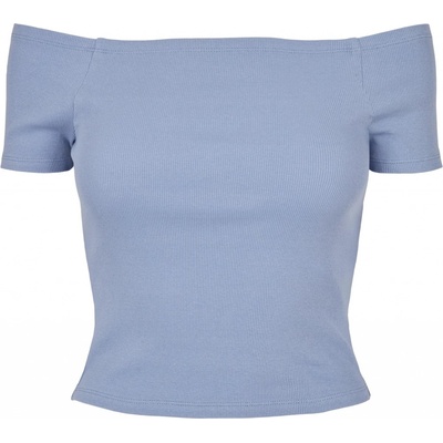 Urban Classics Off Shoulder Rib svetlo modré