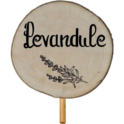 Zapichovátko do květináče 30 cm – Levandule (Dřevěné zapichovátko k bylinkám 30 cm)