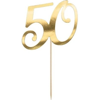 PartyDeco zapichovací dekorace na dort zlatá 50